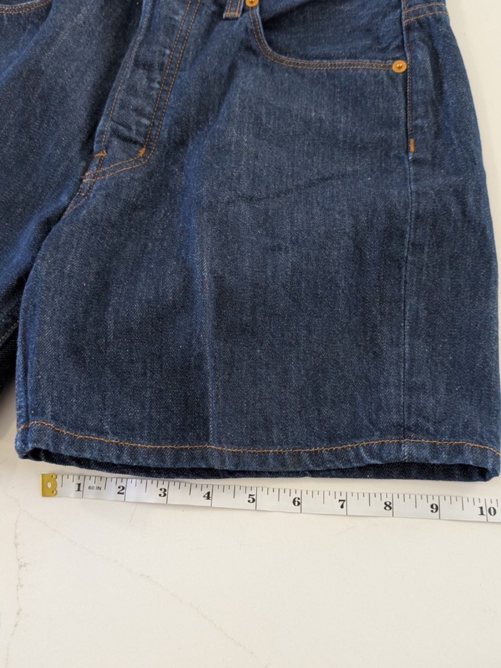 JAMIE HALLER The Tailor Short Indigo Denim Shorts Size 26 Made In USA $380 NWT - Picture 10 of 12